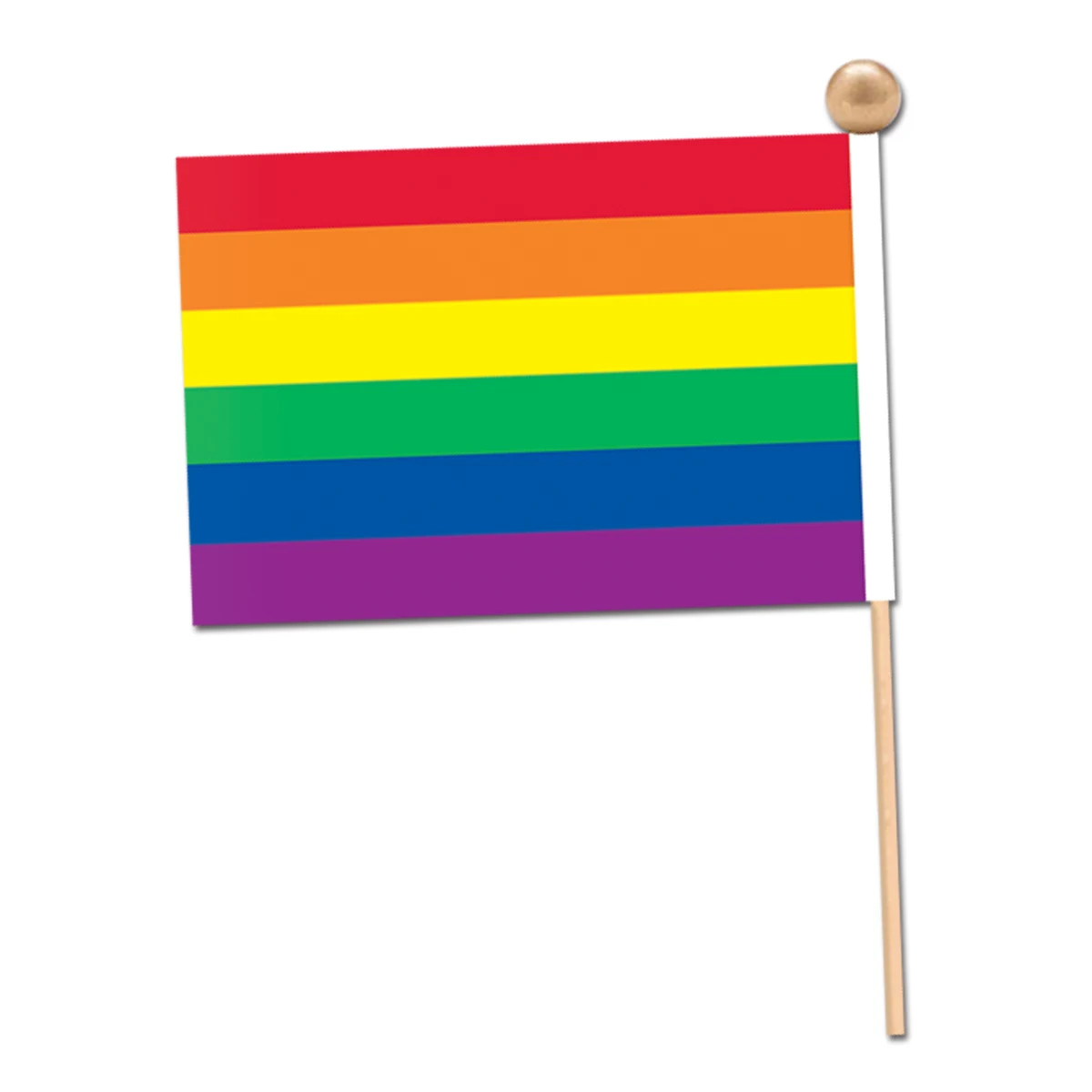 Rainbow Rayon Flag w/ Ball Tipped Wooden Dowel 1