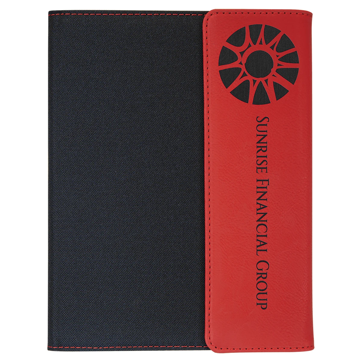 7" x 9" Red Leatherette / Black Canvas Portfolio with Notepad 1