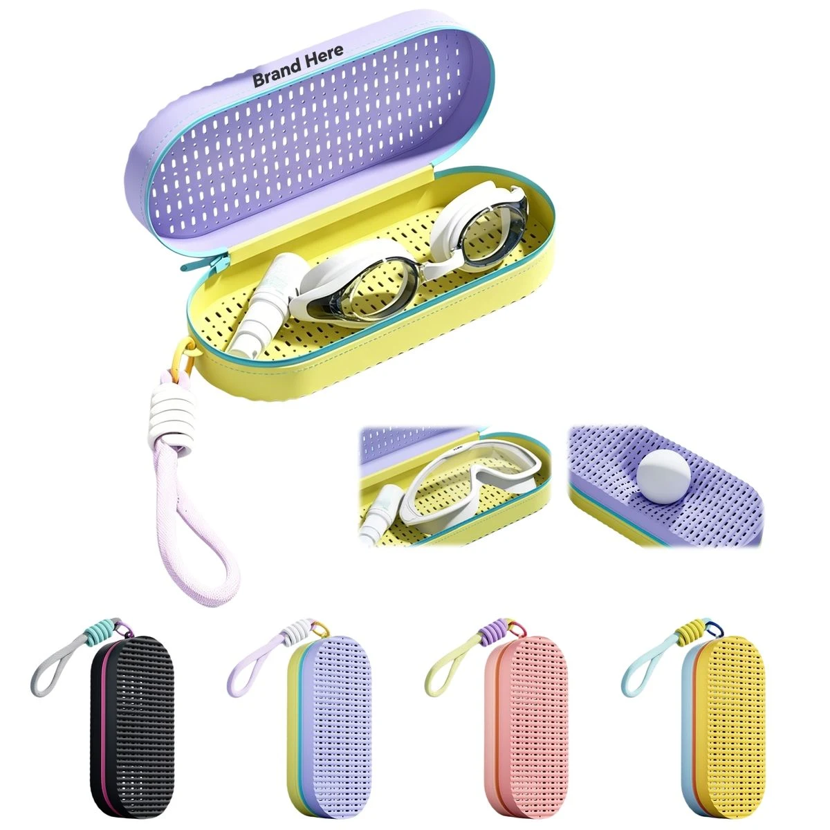Silicone Swim Goggle Case with Drain Holes 1