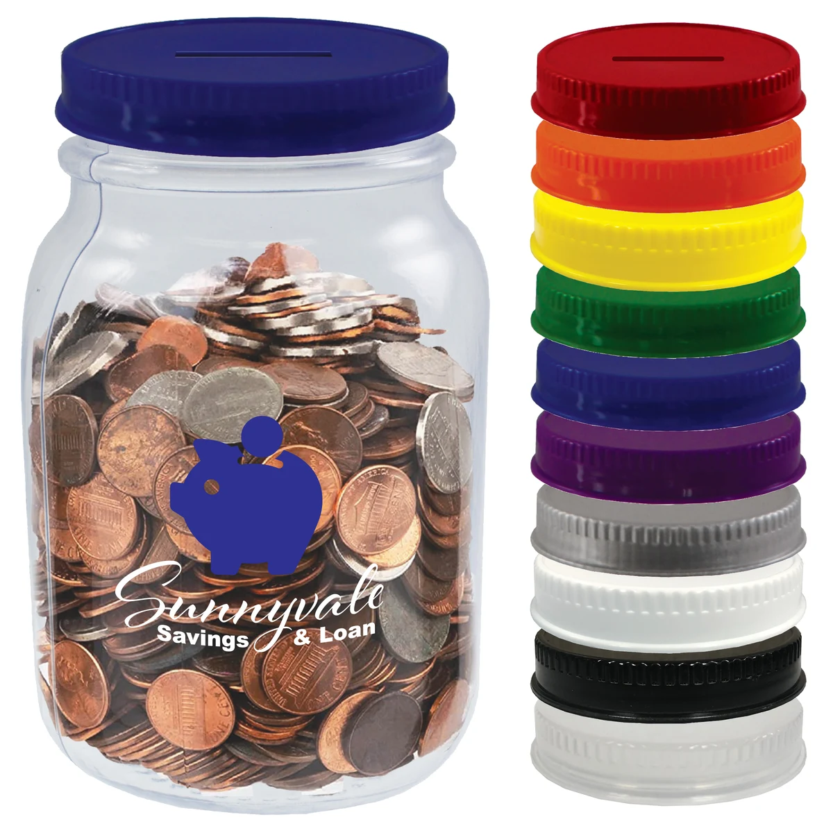 26oz Clear PVC Square Mason Jar Bank 1