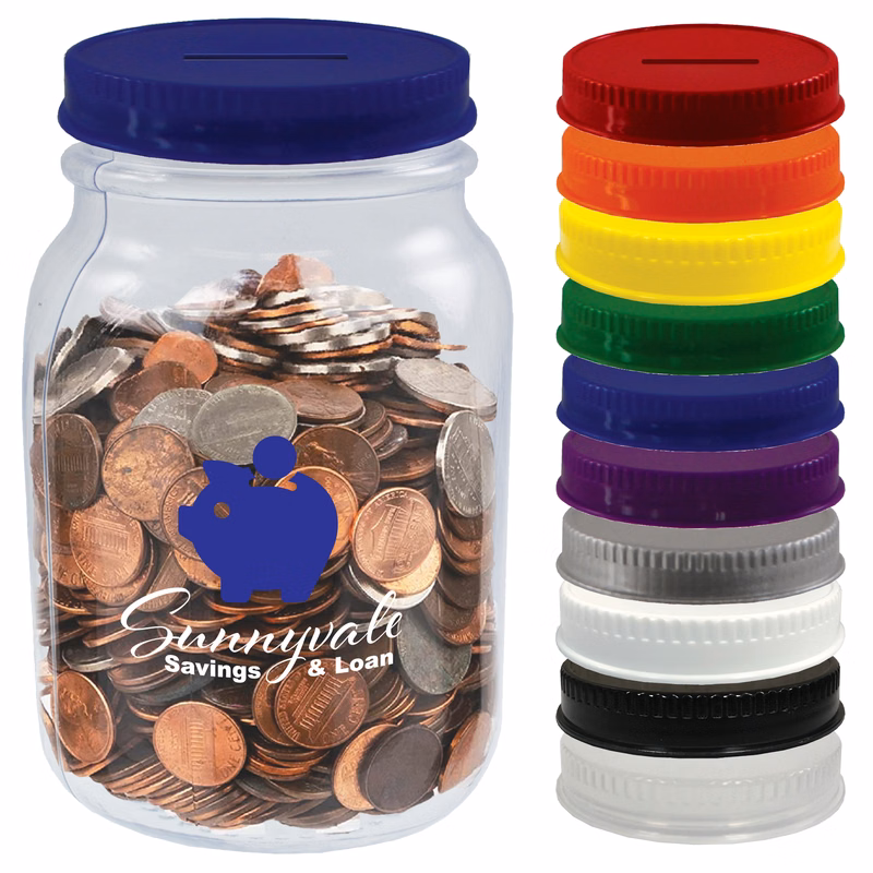 26oz Clear PVC Square Mason Jar Bank