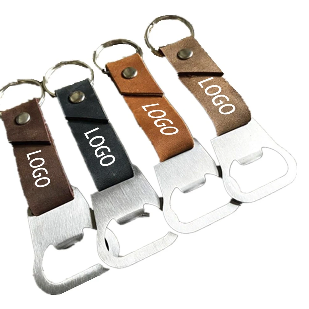 Metal Bottle Opener With Leather Holder 1
