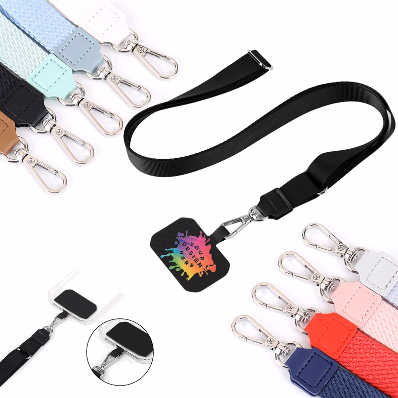 Full Color Polyester Universal Cell Phone Lanyard MOQ 50
