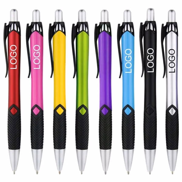Rubber Grip Click Action Plastic Pen