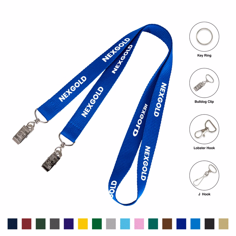 3/4" Custom Open Ended Polyester Lanyard W/ Dual Attachments