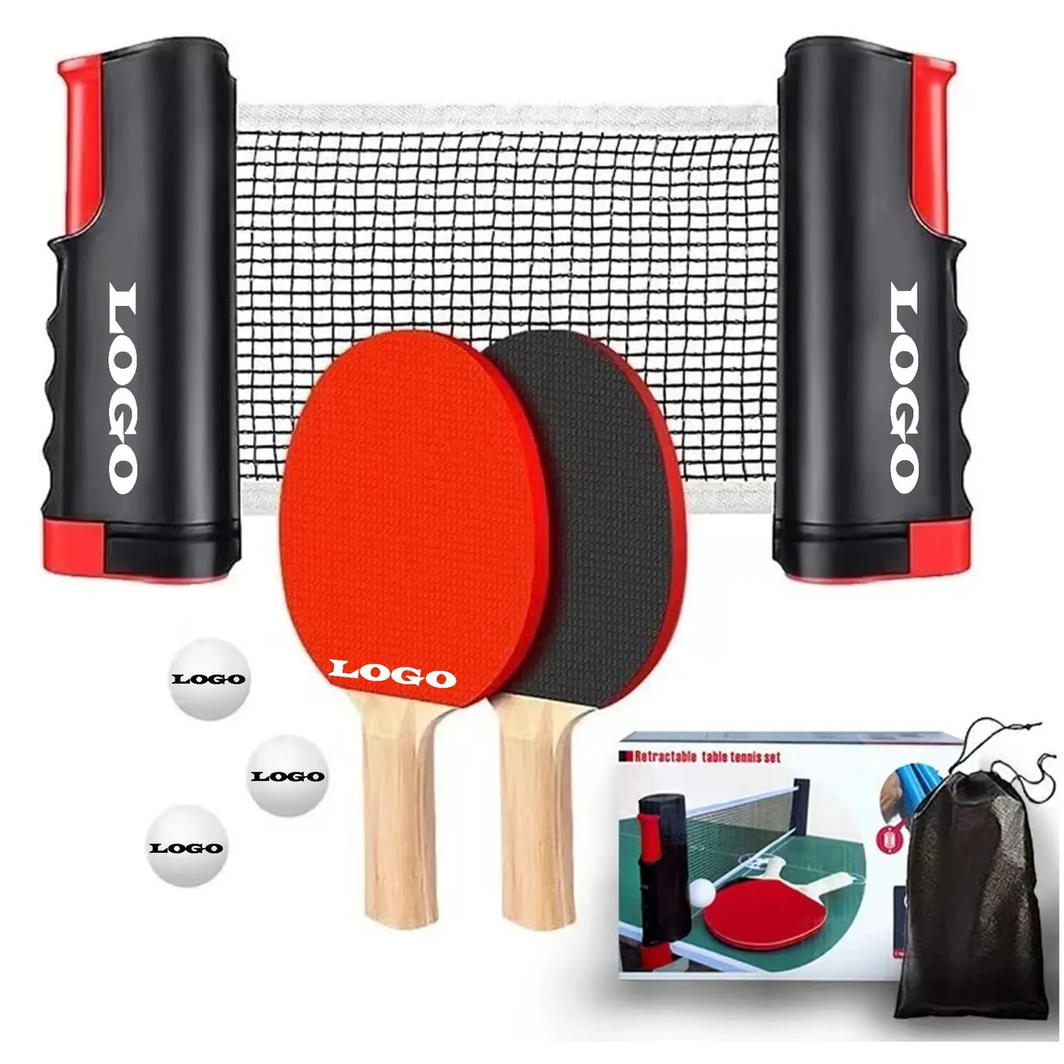 Portable Table Tennis Set With Net Ball And Carrying Bag 1