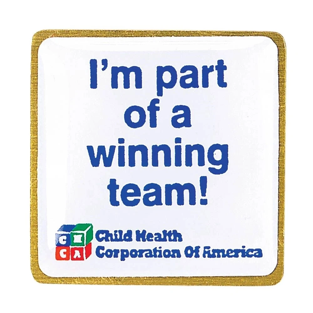 3/4" Custom Square Rounded Corners Mylar Lapel Pin 1