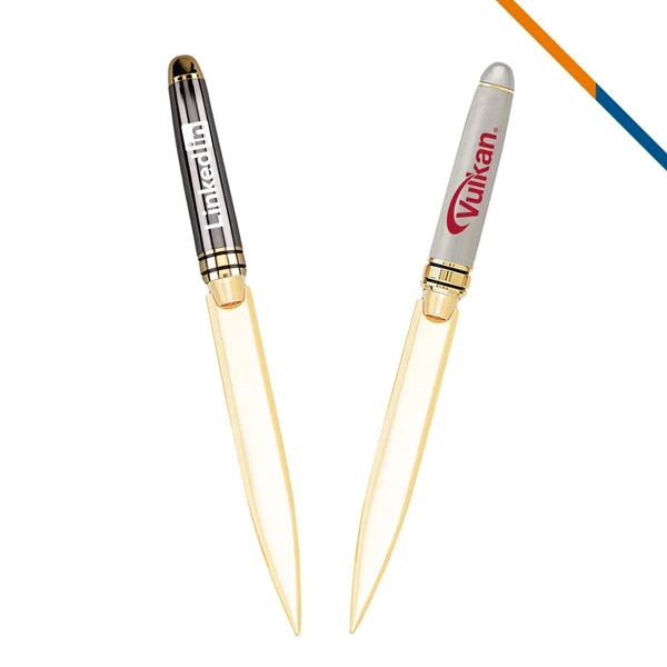 Custom 6 inch Plastic Letter Opener with Brass Handle — Practical Office Desk Giveaway 1