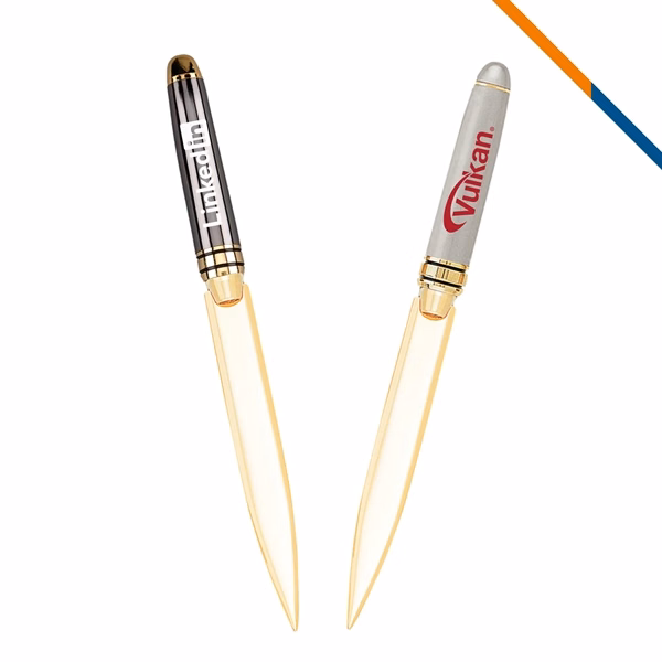 Custom 6 inch Plastic Letter Opener with Brass Handle — Practical Office Desk Giveaway