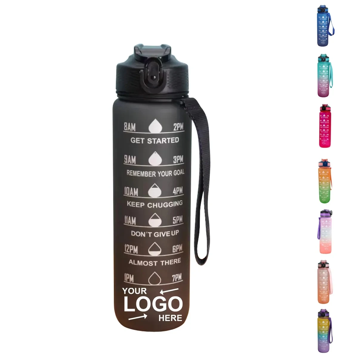 34oz Motivational Sports Water Bottle with Time Marker 1