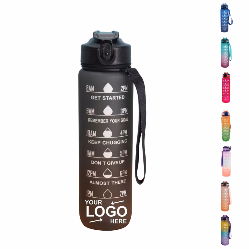 34oz Motivational Sports Water Bottle with Time Marker