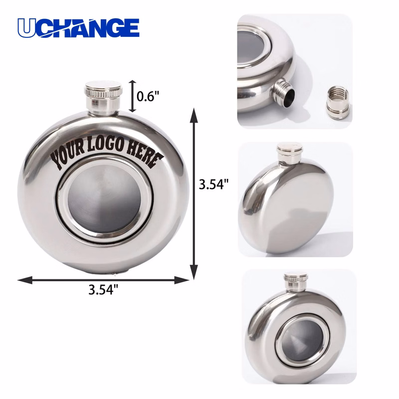 Round Stainless Steel Hip Flask Container (5 OZ)