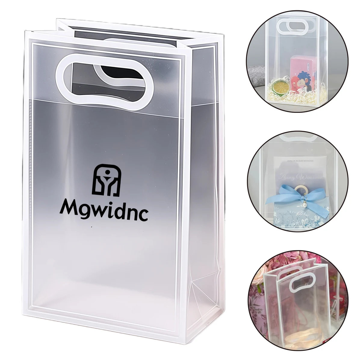Matte White Gift Bag with Handles - Cosmetic Favor Tote for Wedding Party Reusable Durable 1