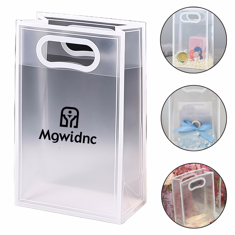 Matte White Gift Bag with Handles - Cosmetic Favor Tote for Wedding Party Reusable Durable