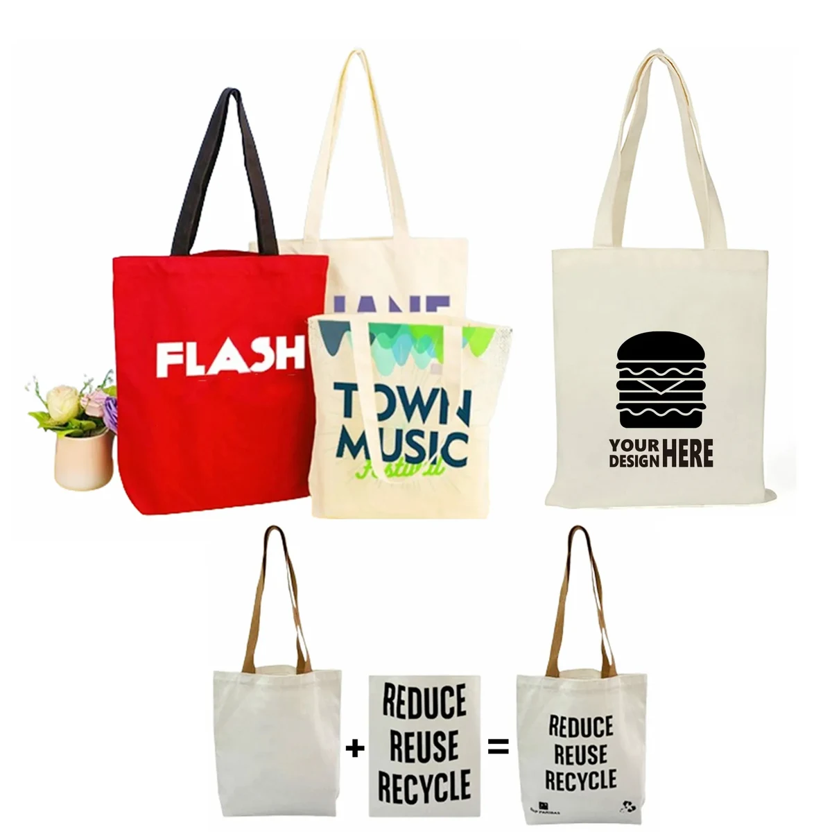 Cotton Grocery Shoulder Tote Bag MOQ 50PCS, custom tote bag with logo imprint 1