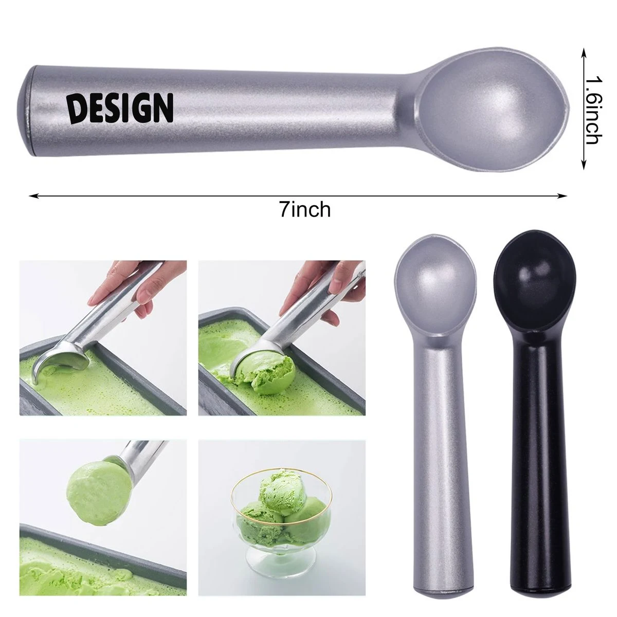 7 Inches One Piece Aluminum Ice Cream Scoop 1