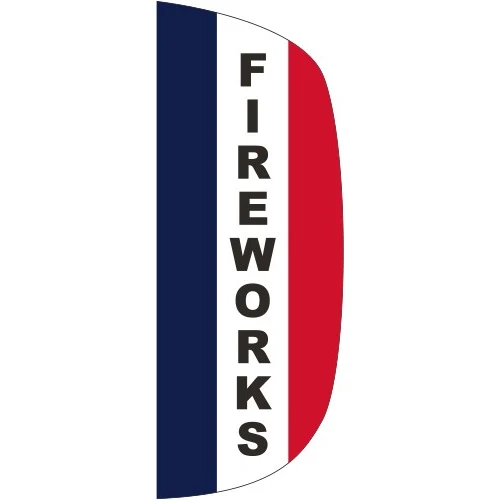 "FIREWORKS" 3' x 8' Message Flutter Flag 1