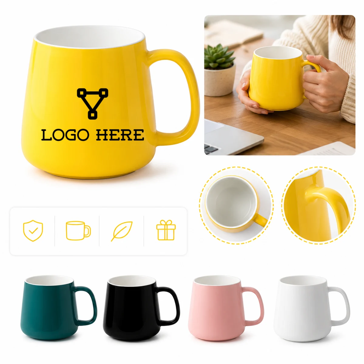 Customizable Ceramic Coffee Mug with Handle 1