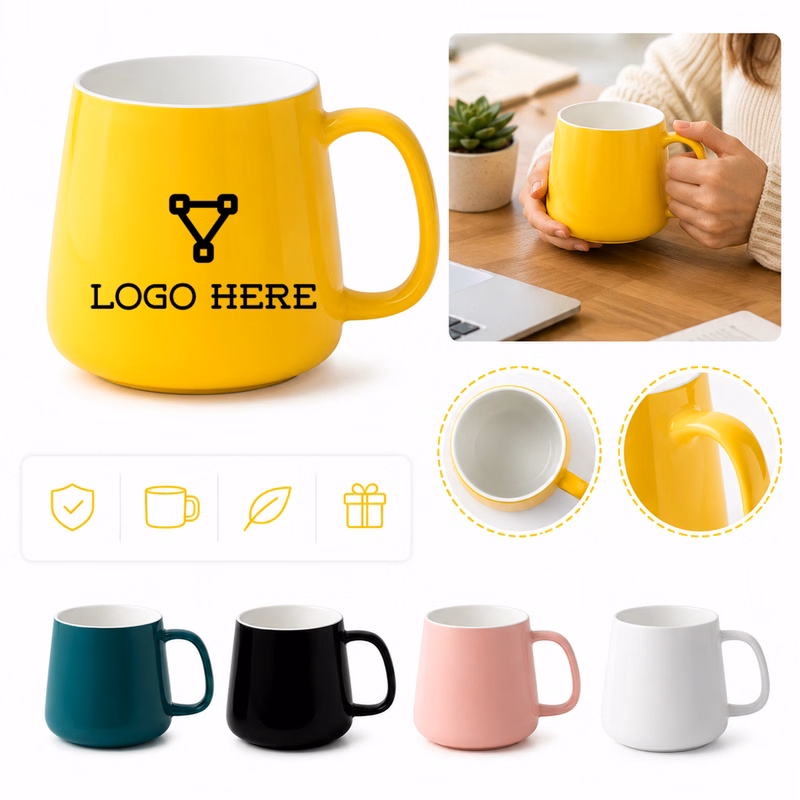 Customizable Ceramic Coffee Mug with Handle