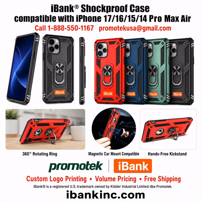 iBank ® Metal Ring Holder Case compatible with iPhone 17/16/15/14 Pro Max Air