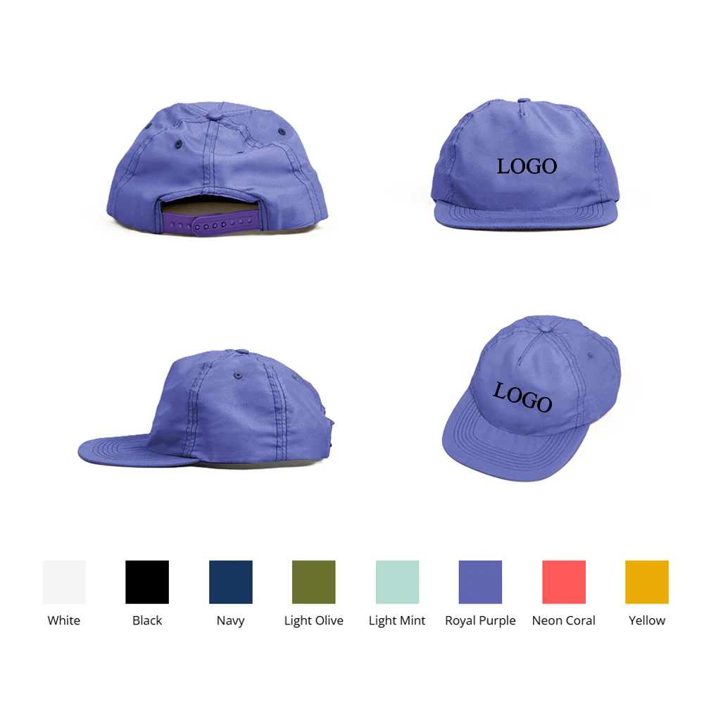 Custom Five Panel Unstructured Flat Bill Hats 1