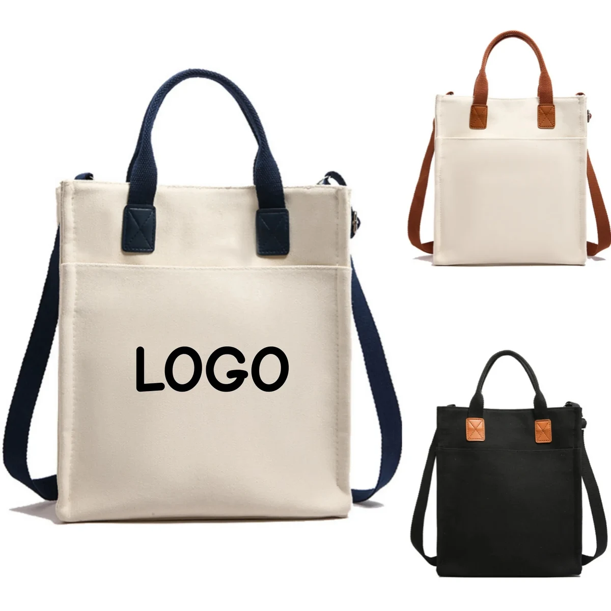Womens Canvas Tote Crossbody Shoulder Bag 1