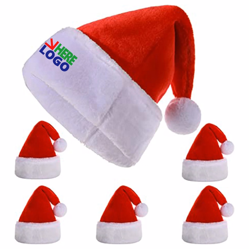 Unisex Classic Soft Plush Santa Hat MOQ 50pcs