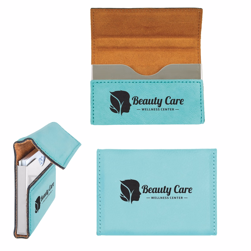 Leatherette Hard Case Business Card Holder -