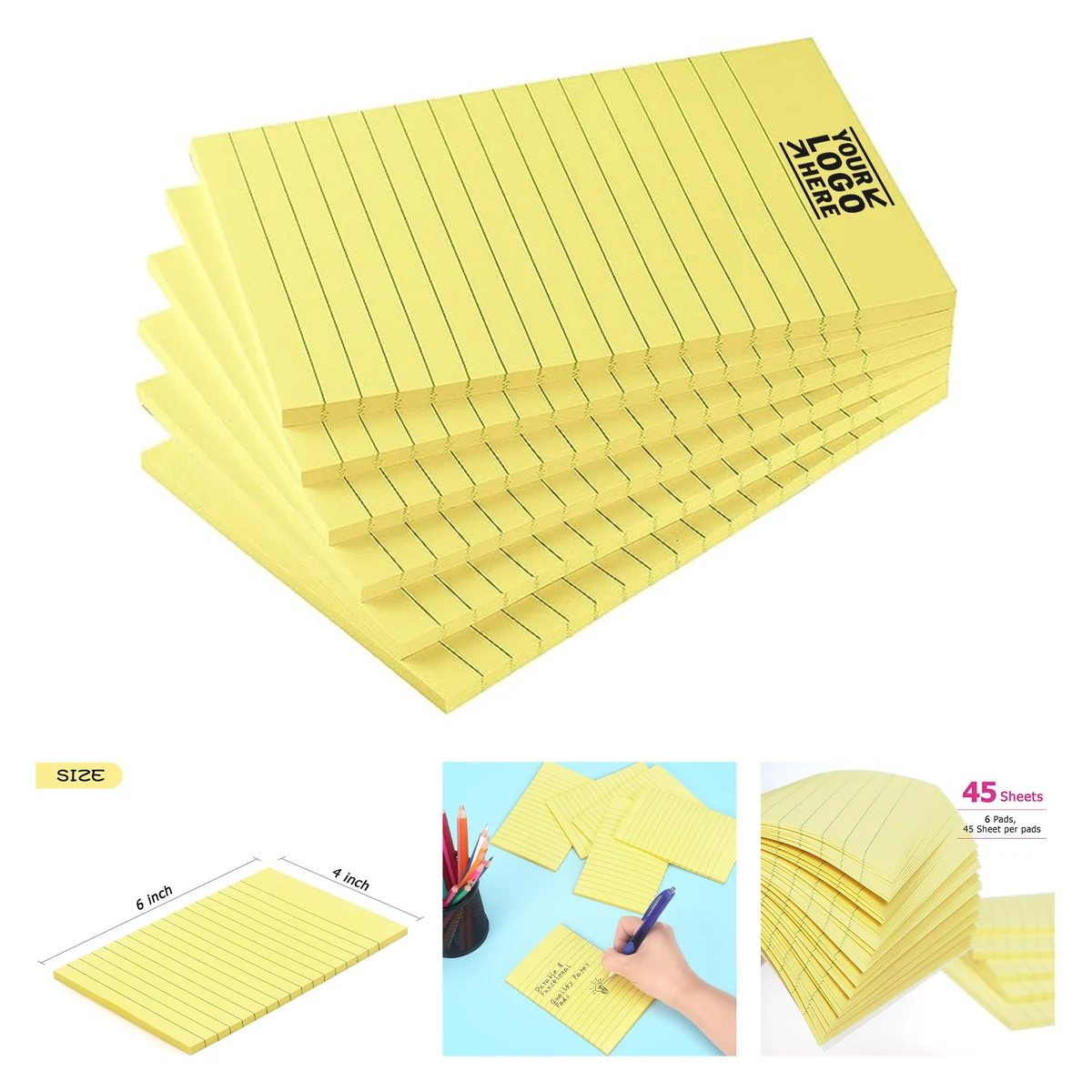 4" x 6" 45 Sheets Lined Sticky Notes with Lines 1