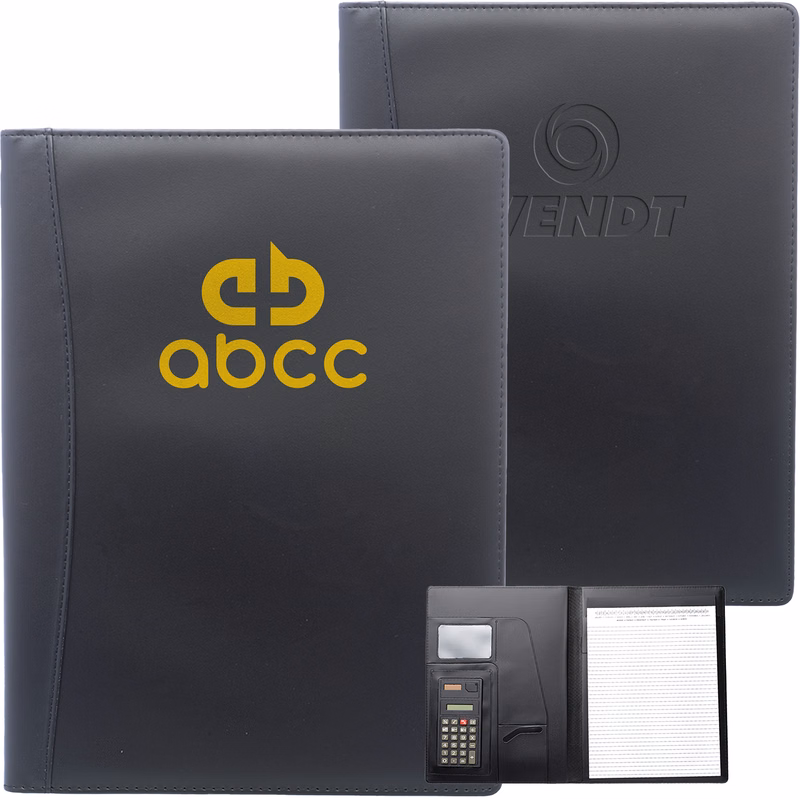 Leather Portfolio W/ Notepad & Calculator
