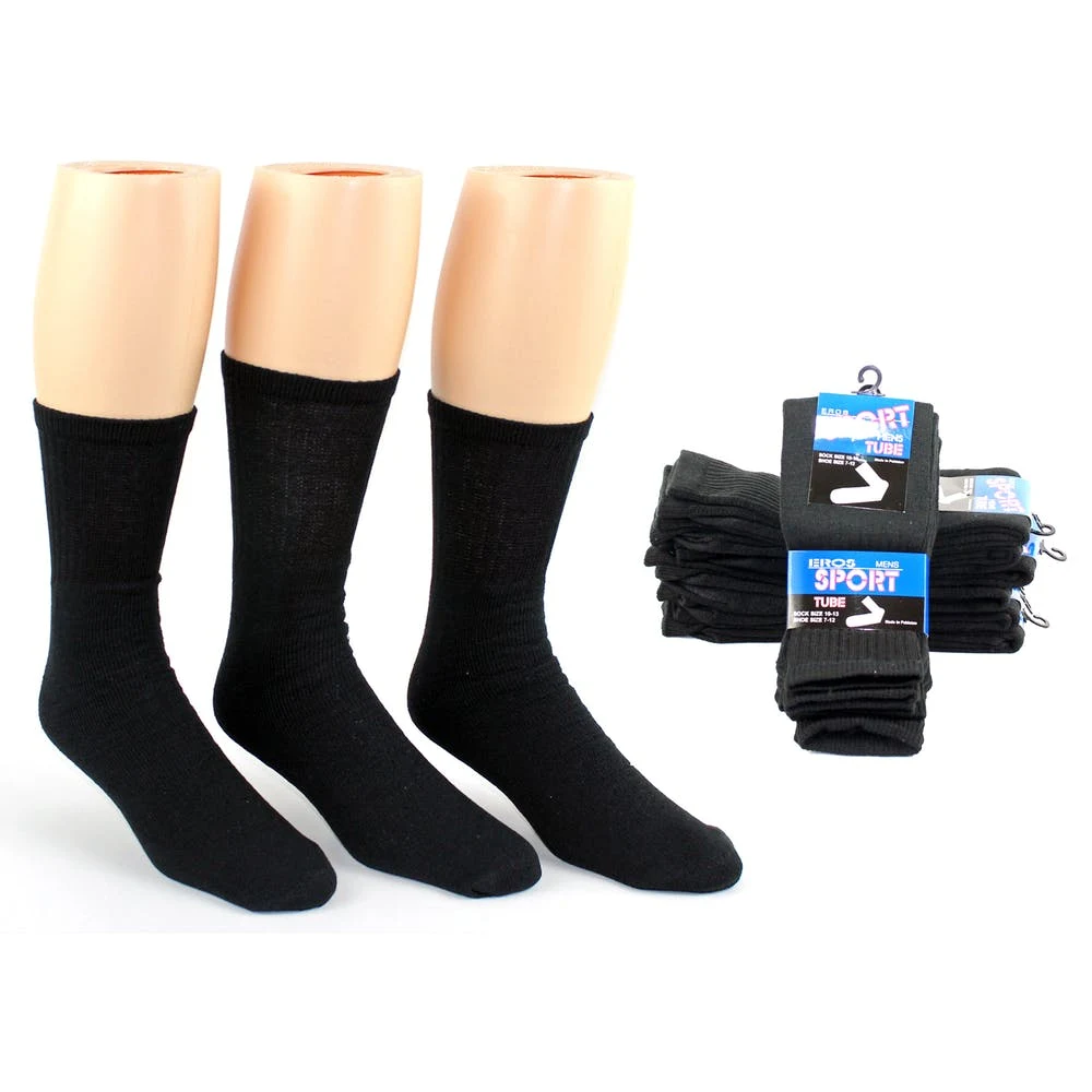 Men's Tube Socks - Black Size 11-13 1