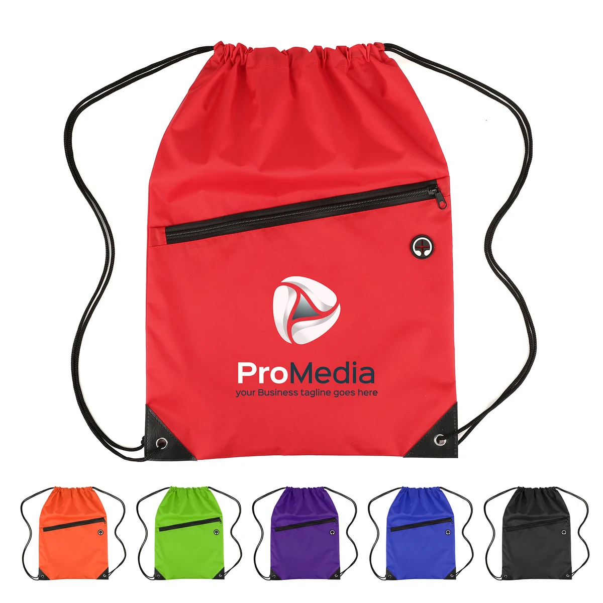 Nylon Drawstring Backpack With Zipper Pocket 1