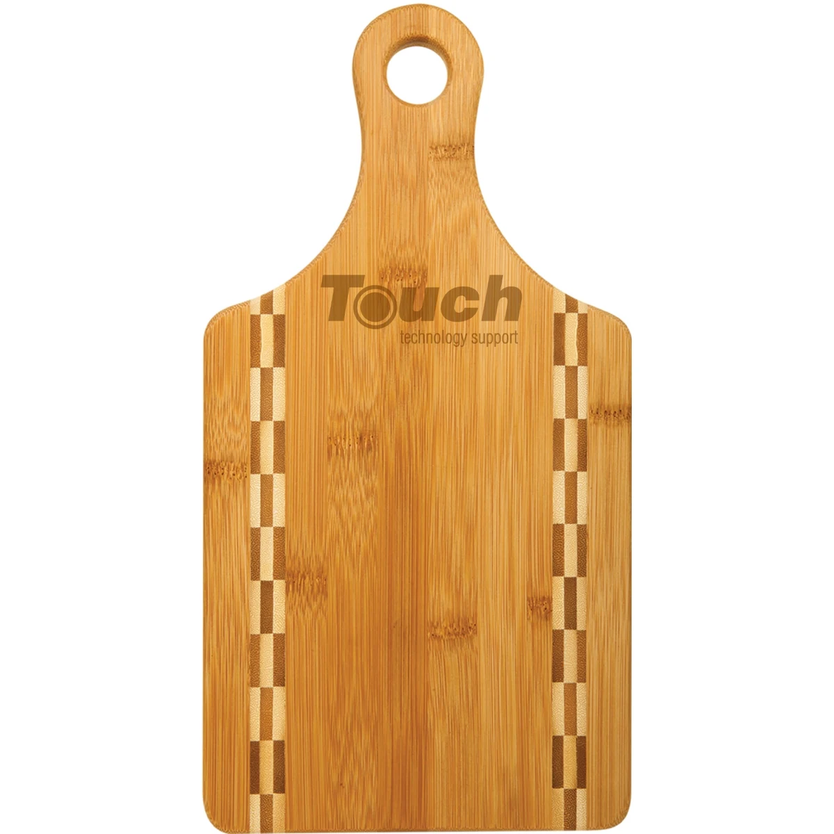 Paddle Shaped Bamboo Cutting Board with Butcher Block Inlay 1