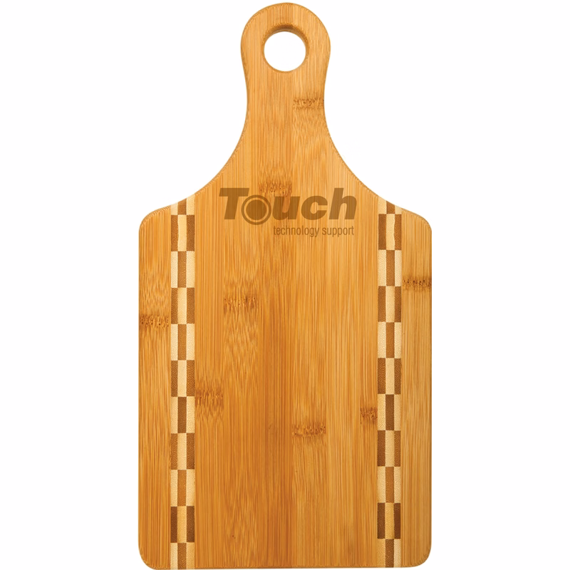 Paddle Shaped Bamboo Cutting Board with Butcher Block Inlay
