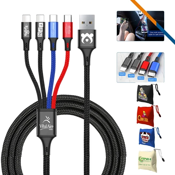 Custom Canvas 4in1 3A Charging Cable With Pouch — Multi Device Promo Charger 1