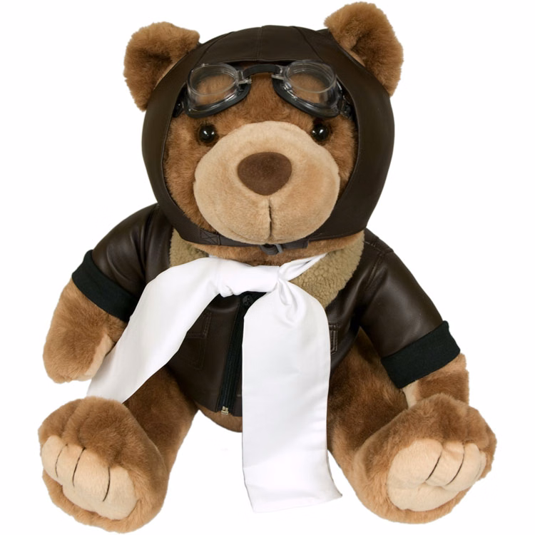 24" Brown Aviator Bear