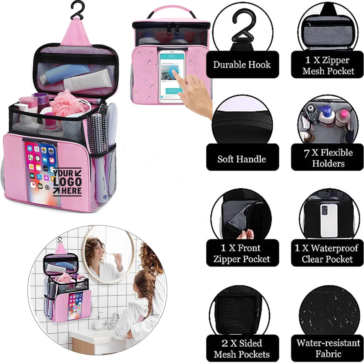 Women Students Girls Dorm Room College Travel Camping Essentials Portable Large Shower Caddy Bag 1