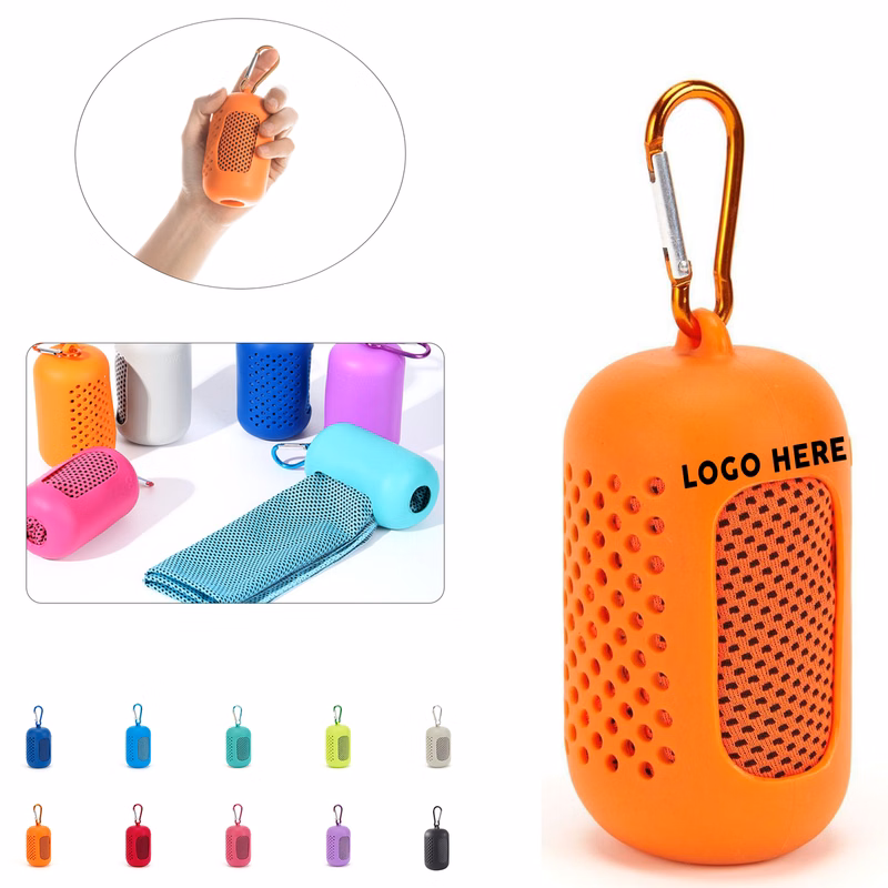 Instant Chill Microfiber Towel with Carabiner Silicone Holder