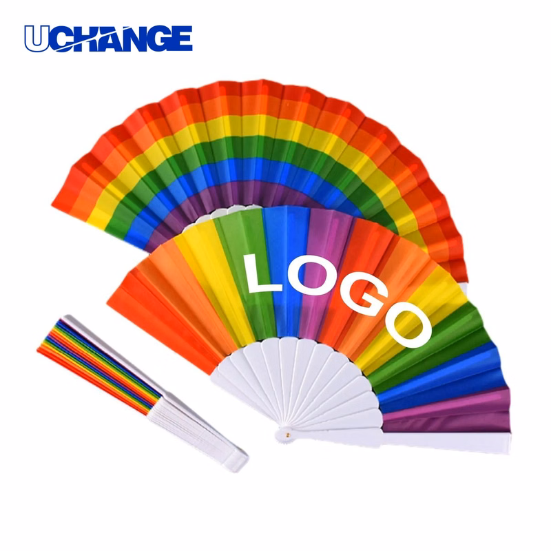 Rainbow Folding Hand Fan Tool