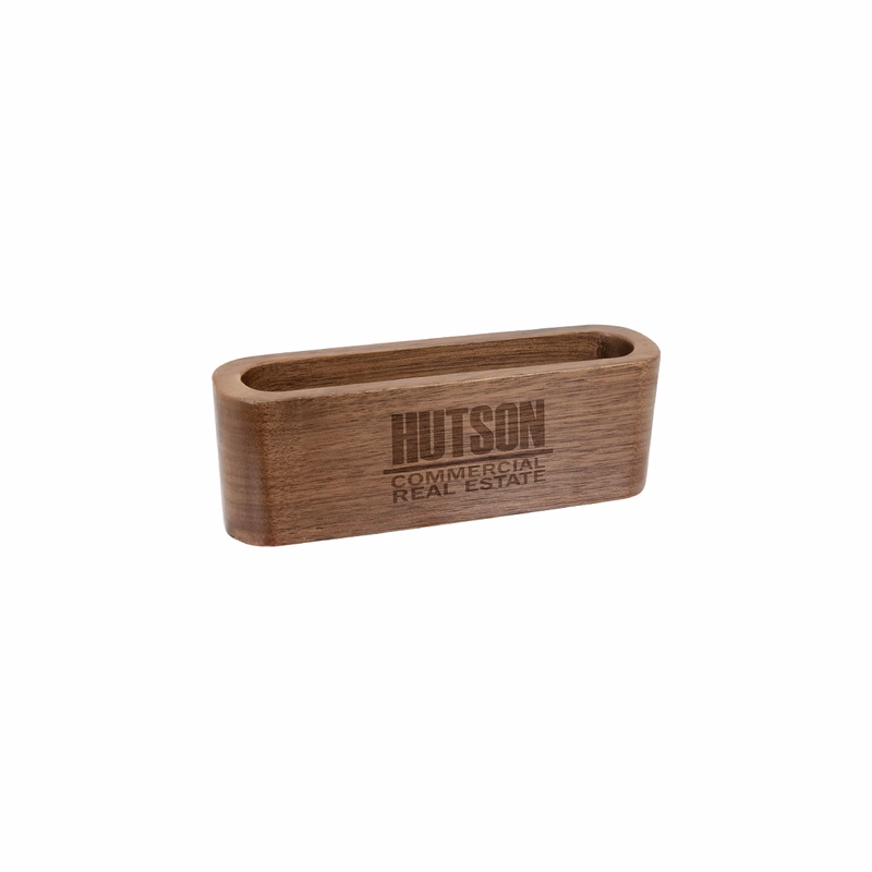 4" Walnut Business Card Holder