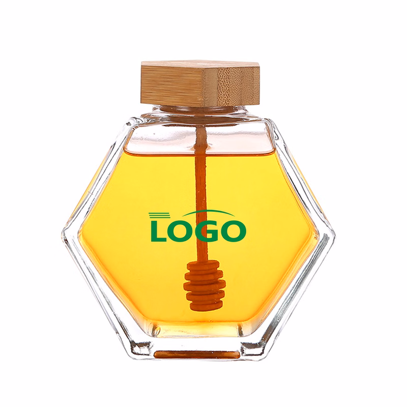 Hexagonal Glass Honey Jar with Lid