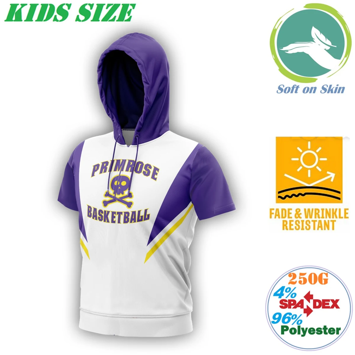 250G Fleece Kids Short Sleeve Pullover Hoodies 1