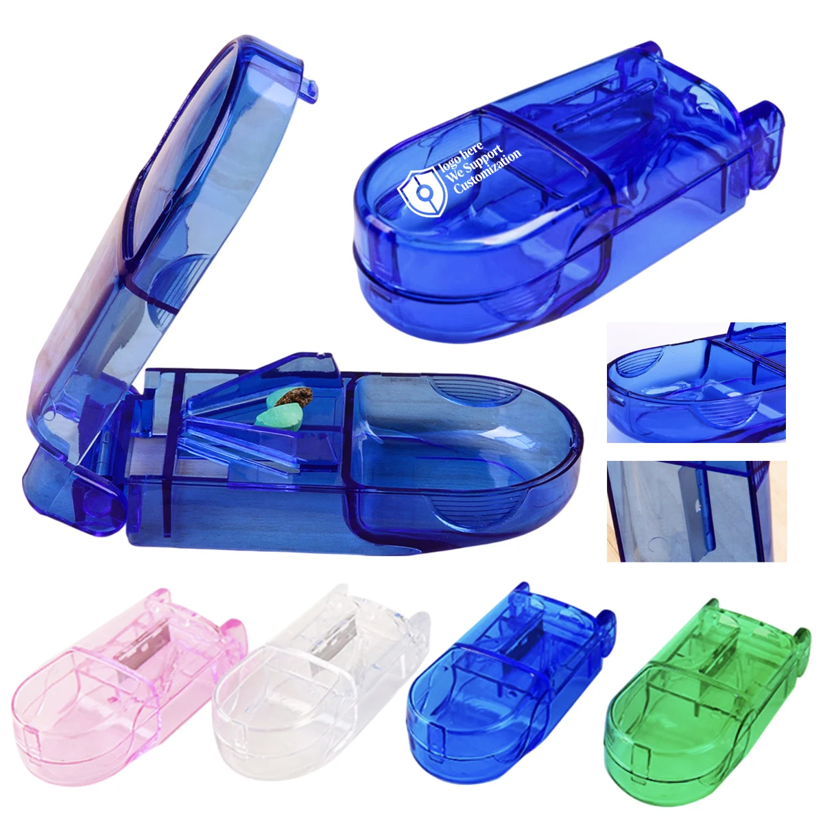 Portable 2-in-1 Transparent Pill Box & Pill Cutter 1