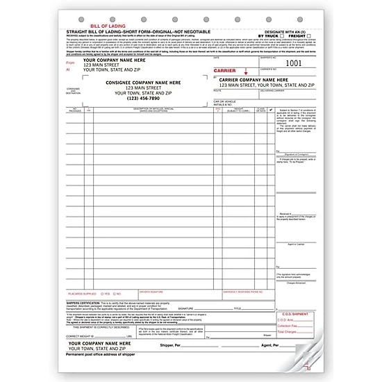 Bills Of Lading, Large Carbonless 1