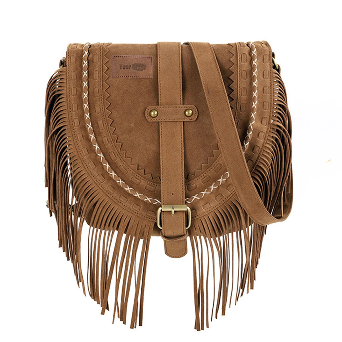 Suede Vintage suede tassel cross-body bag 1