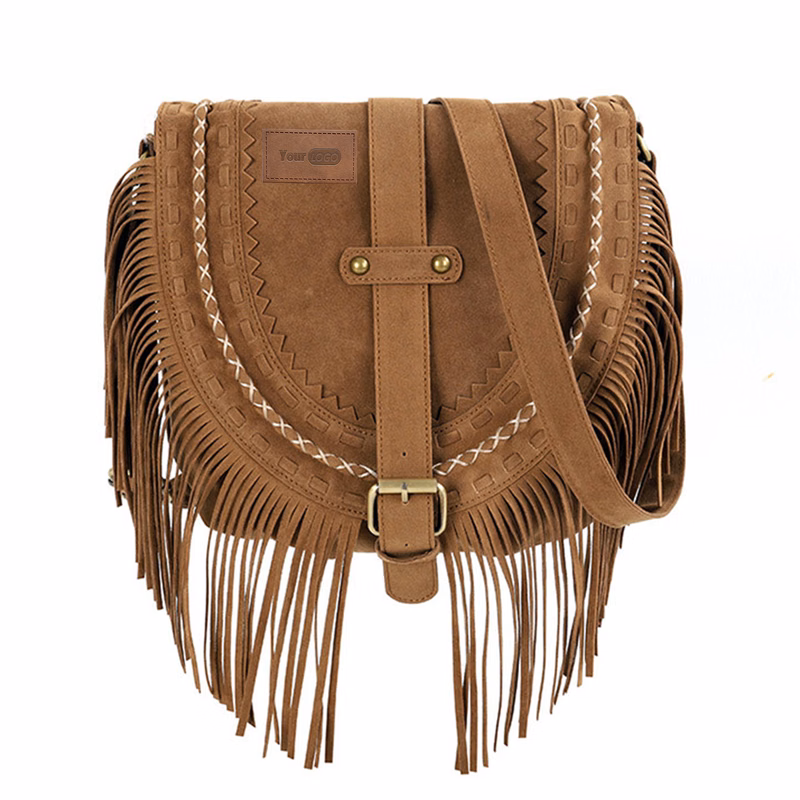 Suede Vintage suede tassel cross-body bag