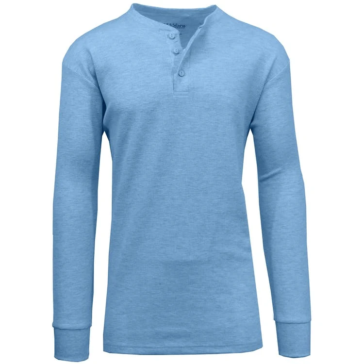 Men's Henley Thermal Shirts - Navy S-XL 3 Button 1