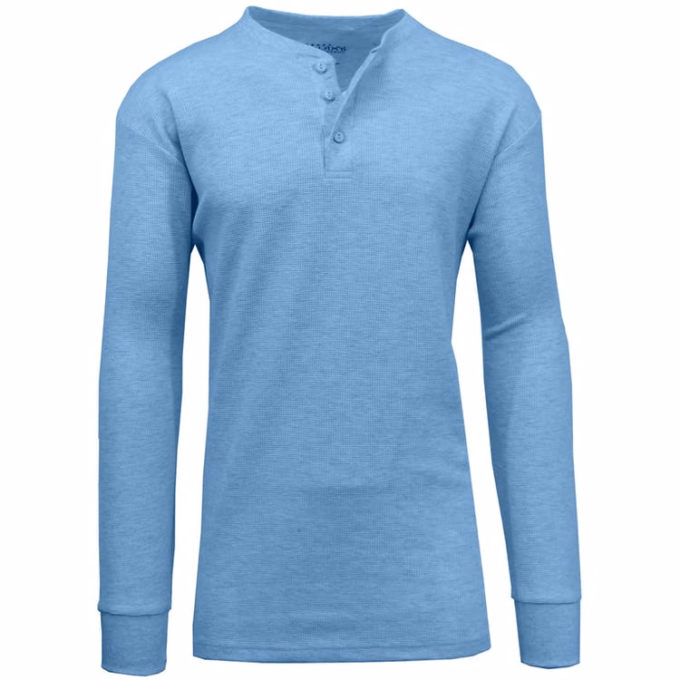 Men's Henley Thermal Shirts - Navy S-XL 3 Button