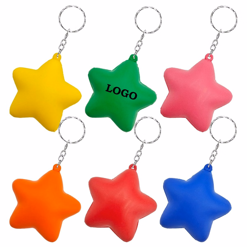 Star Shaped Squeeze Ball with Keychain