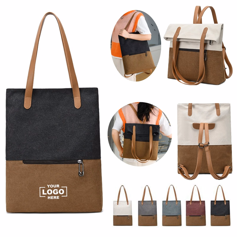 Convertible Canvas Tote Backpack Handbag